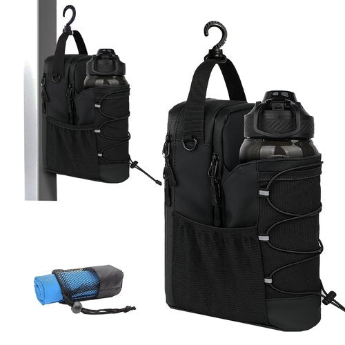 Gtzzot Magnetic Gym Bag for Men and Women with Water Bottle Holder | Sling Strap Carrier with 4 Strong Magnets Secure Hydration | Crossbody pouch with Phone Pocket for Travel & Sport Accessories