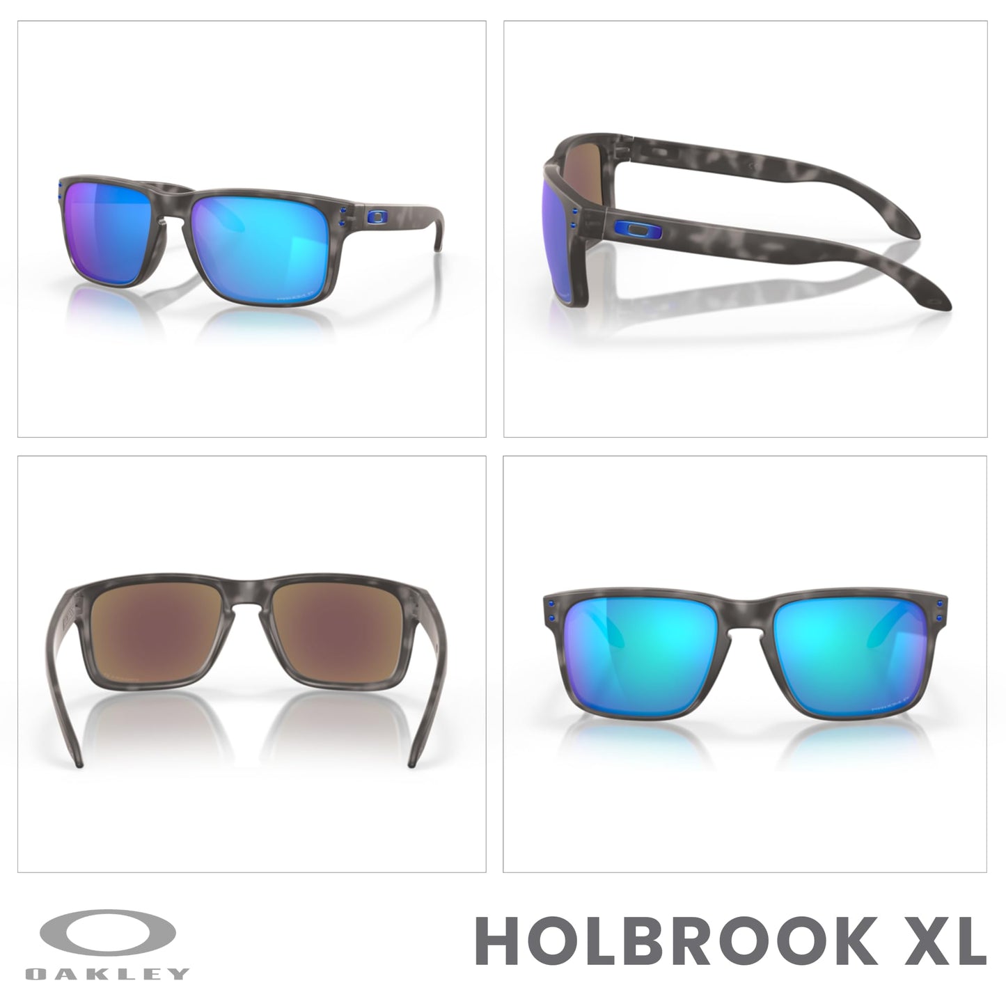 OAKLEY Holbrook OO9102 9102G7 57MM Matte Black Tortoise/Prizm Sapphire Polarized Square Sunglasses For Men+ Bundle Accessory Leash Kit, Microfiber Pouch