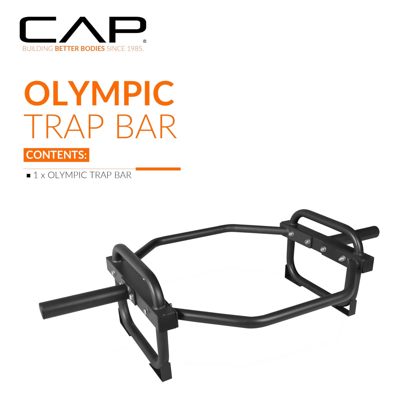 CAP Barbell Olympic Trap Bar, 500lbs, Alloy Steel, Black, 50x29x14 inches