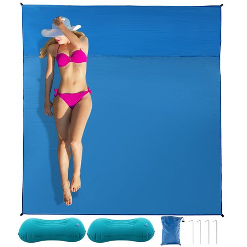 CQSYWQING Beach Blanket Waterproof Sandproof Beach Mat for 2-4 Adults Quick Drying Outdoor Picnic Mat Beach Accessories， Carry Bag – Lightweight Portable for Beach Camping, Picnic. (83in*79in)