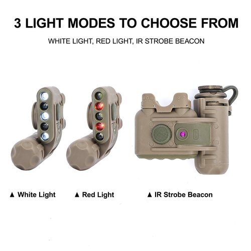 Tactical Helmet Light with IR Strobe Beacon Red White LED, Airsoft Survival Signal Lamp with Mount Accessories for ARC MICH Helmets Guide Rail