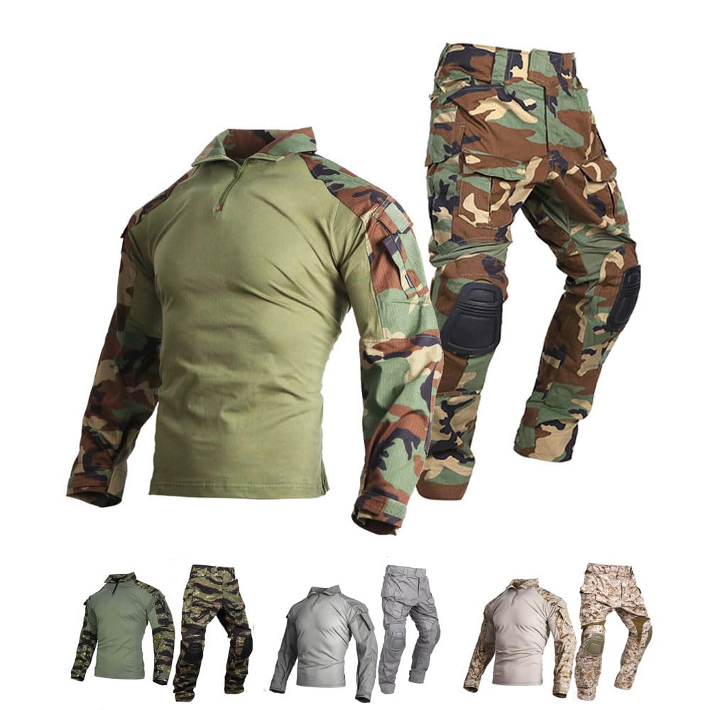 Emerson Airsoft Military bdu Tactical Suit Combat Gen3 Uniform Shirt Pants (Woodland, Large)