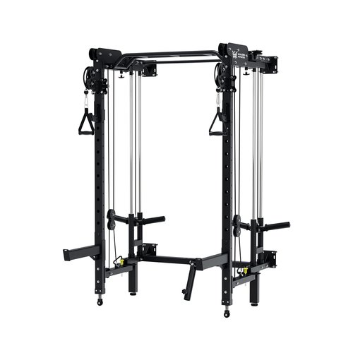 MAJOR FITNESS F35 Folding Power Rack 4-in-1 Home Gym with Cable Pulley System, Multi-Grip Pull-Up Bar, Landmine, 80+ Exercises Space-Saving Gym Equipment Easy Folding for Small Spaces
