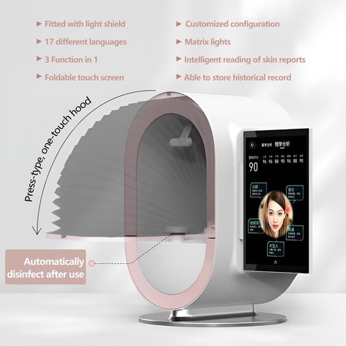 Facial Skin Testing Machine 3D Skin Moisture Analyzer Facial Scanner Analyzer Skin Analyzer Machine,Gold-13.3inch