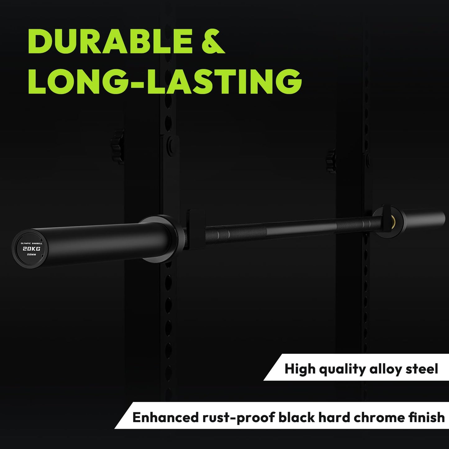 HANDBODE 7 FT Olympic Barbell 45 LB, 2-Inch Weight Bar, 1000 LB, Black