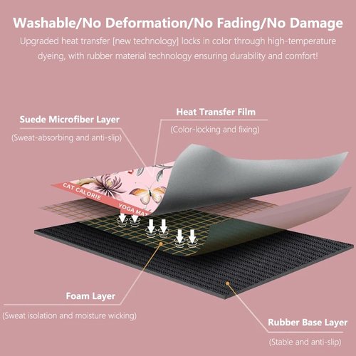 Yagizaai Hot Yoga Towel – Non-Slip, Absorbent & Lightweight Yoga Mat Towel, 72"x26.7", Ultra-Thin 0.04", Floral Design, Microfiber & Rubber, Foldable, Perfect for Hot Yoga, Pilates & Gym