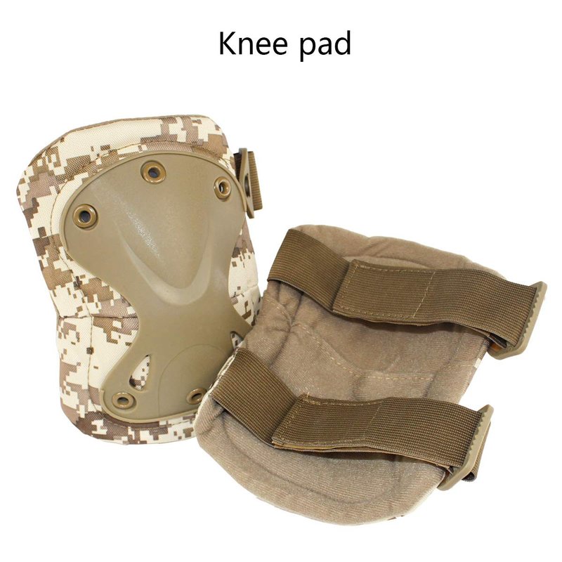 AOUTACC Tactical Combat Knee & Elbow Protective Pads Set for Outdoor CS Paintball Game Cycling Safety Skateboarding Gear Skates Knee Protection Guard Pads (DD)