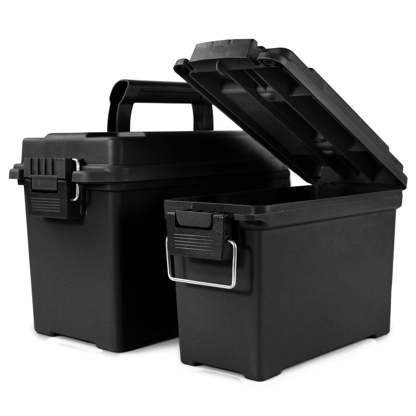GUGULUZA Plastic Ammo Cans, 2-Pack 30 50 Cal Field Cases Storage Box Black