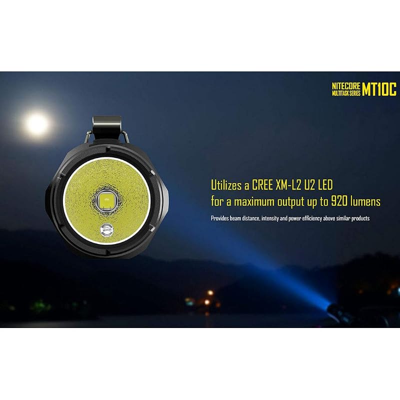 Nitecore MT10C 920 Lumen Tactical Flashlight with Red Light, 3.6" Aluminum Body