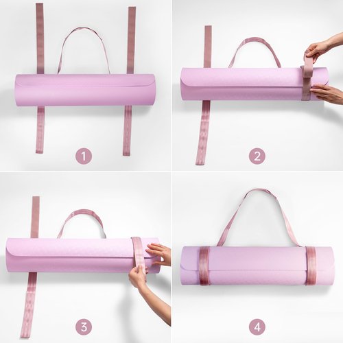 Trilancer Adjustable Yoga Mat Strap With Hook and Loop Closure, Yoga Mat Holder Carrier, for Carrying, Storing, and Organizing Yoga Mat of Various Sizes (Pink) - Mat Not Included