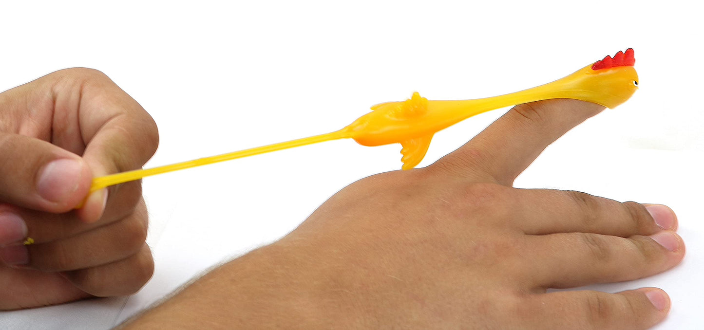 Iconikal 18-Count Bulk Rubber Slingshot Chicken Flinger Stretchy Elastic Flying Finger Fliers