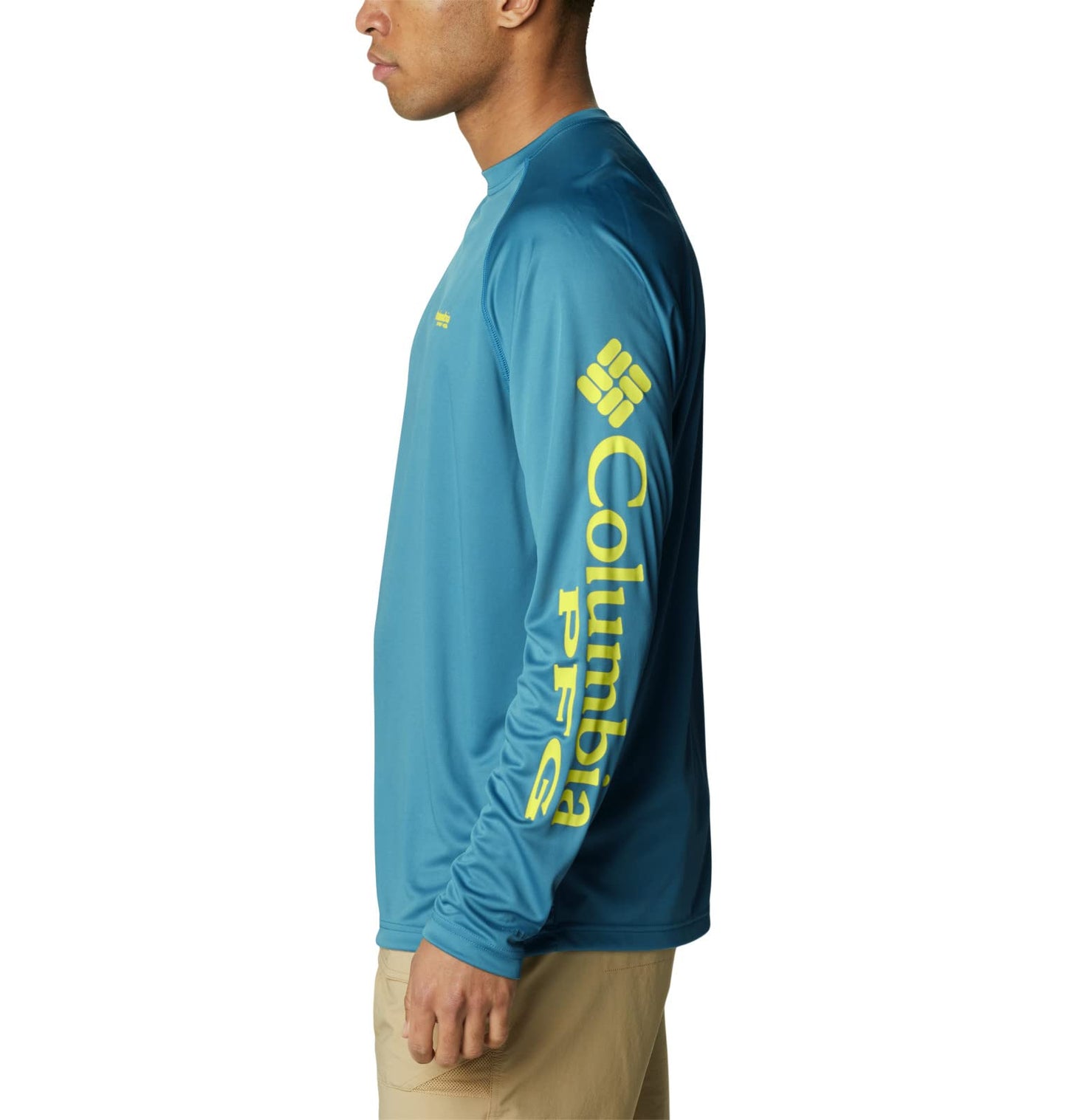 Columbia Men's Terminal Tackle Long Sleeve Shirt, Deep Marine/Laser Lemon Logo, 5X Big