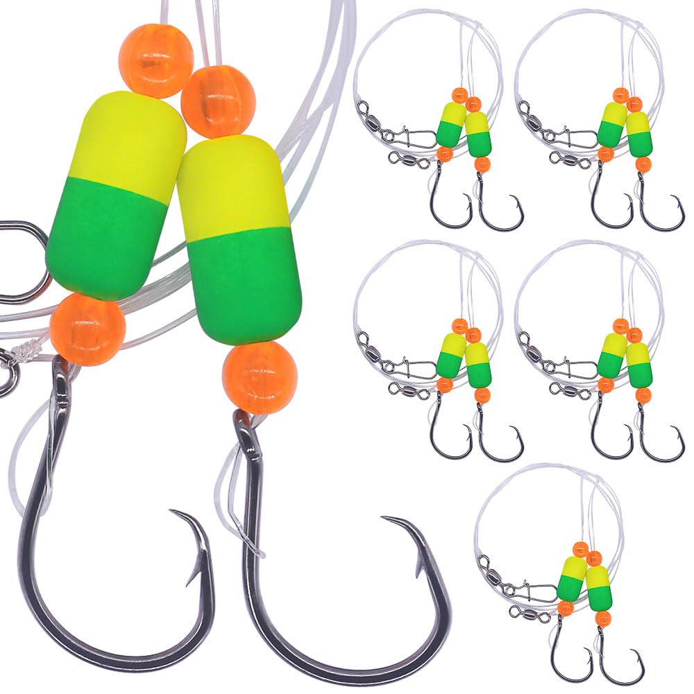 Pompano-Rigs-for-Surf-Fishing-Saltwater-Gear with Double Circle & Wide Gap Hook-6-Pack Surf Fishing Tackle