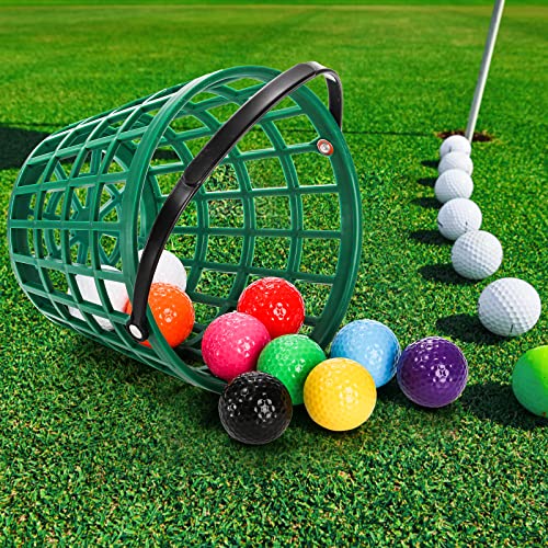 Bekith 2 Pack Plastic Golf Ball Basket, Golfball Container Ball Bucket with Handle, Holds 40-50 Balls, Green