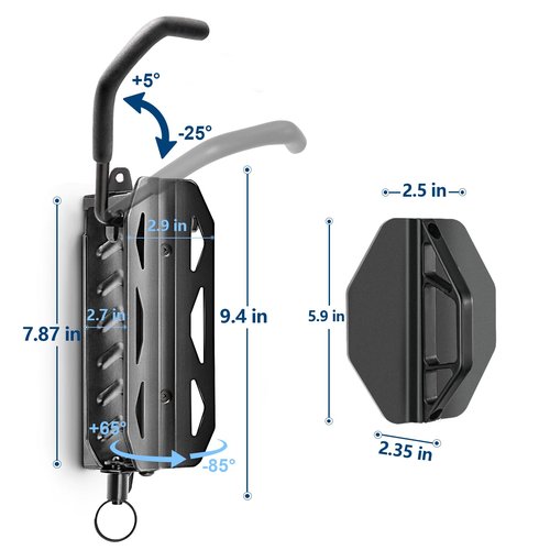QAQ Swivel Bike Wall Mount, Vertical Bike Rack Garage Holds Up To 66lbs, Bike Hooks For Garage Space-Saving, Easy To Install -1 PACK