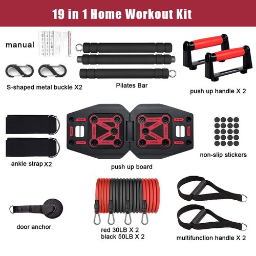 LAKXSF Work out Push up Board for Home Gym, Pilates Workout Exercise Resistance Band Set with Handles, Pushup Board Gift for Men and Women, Essential Shoulder Strength Training Goods Equipment Kit