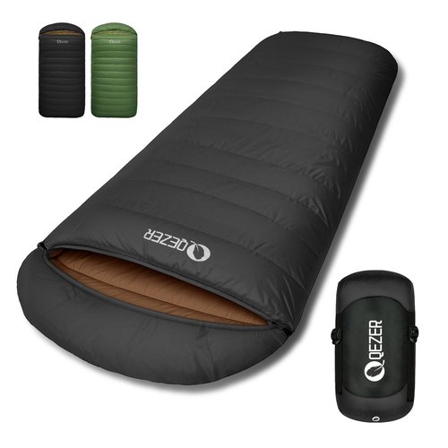 QEZER XXL Sleeping Bag, Suitable for 4 Seasons Oversized Ultralight Backpacking Sleeping Bag for Adults, Great for Camping and Hiking