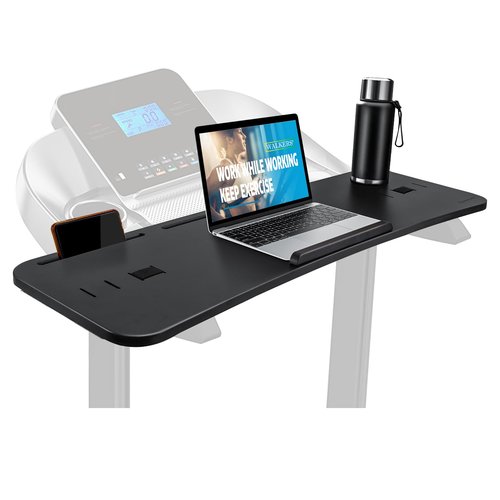 Nnewvante Treadmill Desk, Bamboo Laptop Holder Stand for Treadmill Attachment Workstation Handrail up to 35.5", Black
