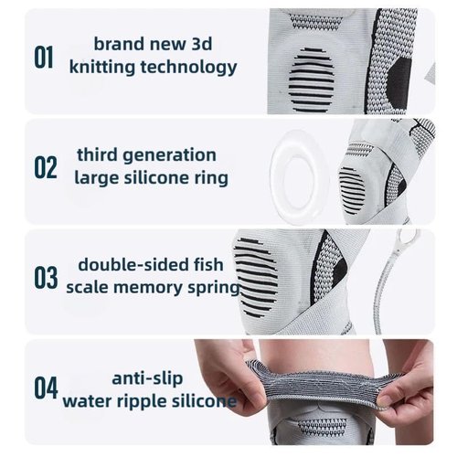 YYHIRFS Motian Max Knee Pro, Motion Knee Pro, Knees Support - Compression Knees Brace for Women & Men with Adjustable Straps, One Pair (Grey,M)