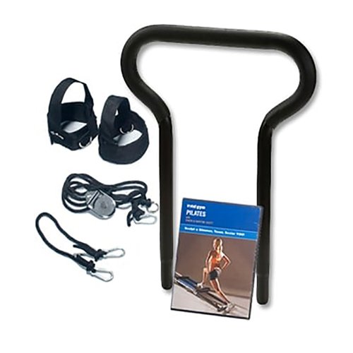 Total Gym PILS Men & Women Full Body Pilates Workout Kit, w/ Instructional DVD, Toe Bar, Leg Pull Accessory, Leg Extension Rope, & Ankle Cuffs, Black
