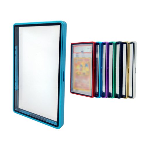 Metal PSA Slab Bumper Case UV Resistant- Safeguard Magnetic Aluminum Metal Case For Graded Cards (Blue)