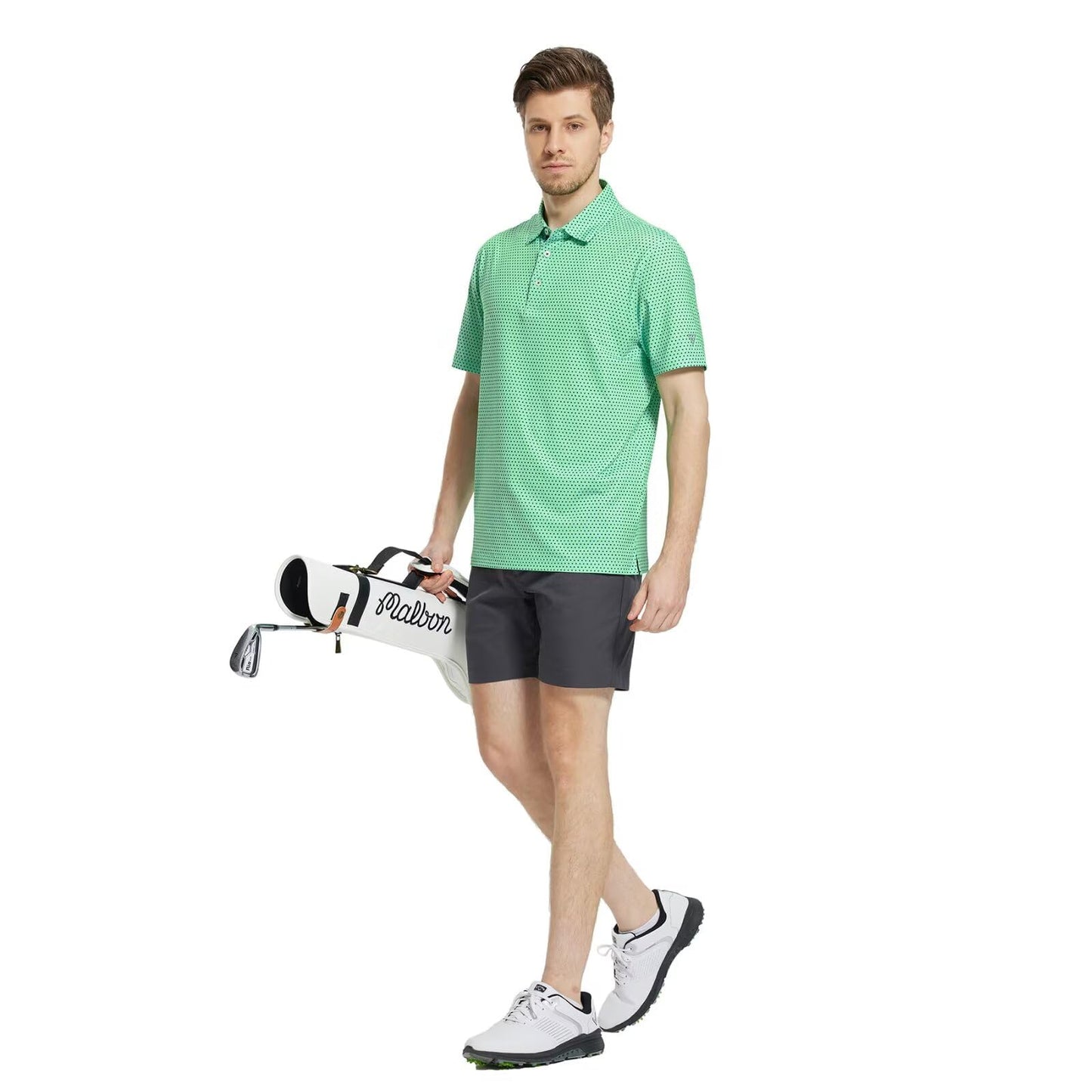M MAELREG Polo Shirts for Men Quick Dry Fit Short Sleeve Performance Moisture Wicking Print Men’s Golf Shirts