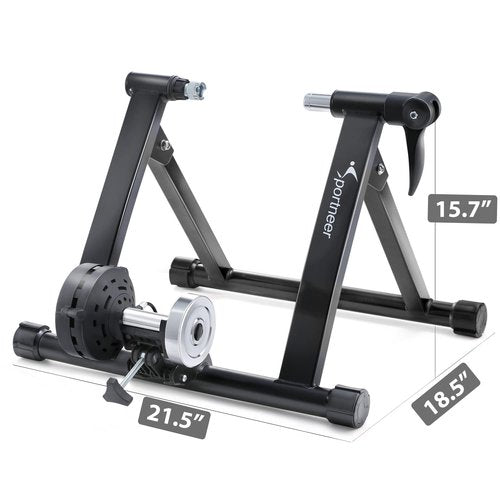 Sportneer Bike Trainer Stand Indoor Exercise - Sportneer Magnetic Bicycle Cycling Training Accessories with Noise Reduction Wheel Kit for Road Bike