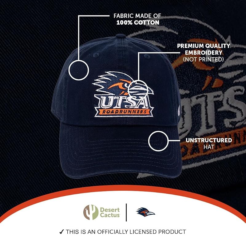 Embroidered Desert Cactus UTSA Roadrunners Baseball Hat, Blue