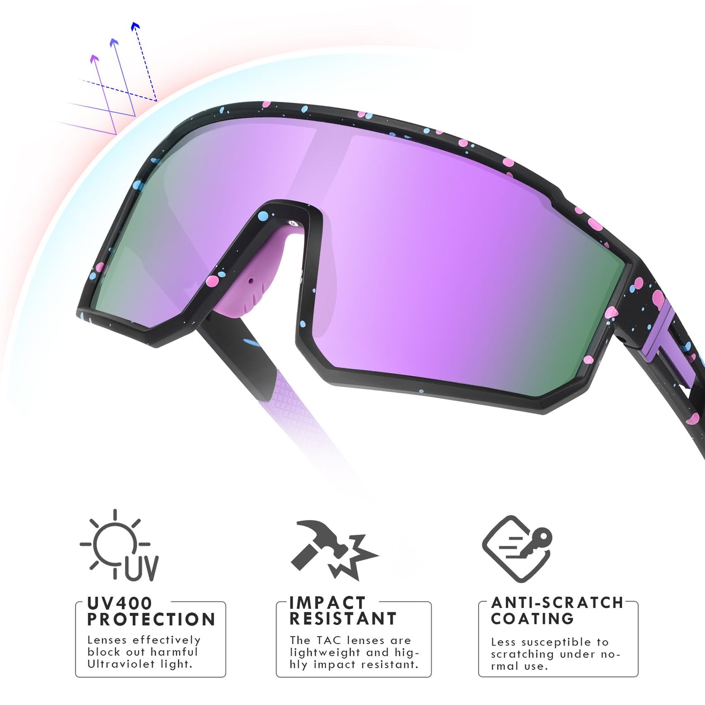 MVPTGRS 2 PackYouth Baseball Sunglasses for Boys Girls Age 8-14 TR90 Frame Kids Sport Sunglasses for Softball Cycling Baseball Golf