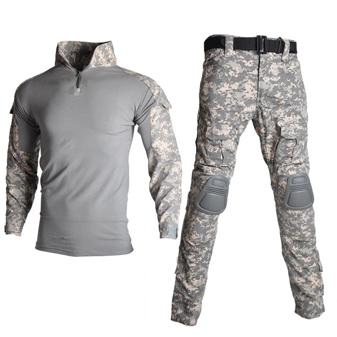 HARGLESMAN Men's Tactical Airsoft Long Sleeve Uniform Set Shirts Snug Fitting Top Shirt Practical Painting Ball Comfortable Breathable Soft Work Hiking Hunting Outdoor Suits Jungle XL