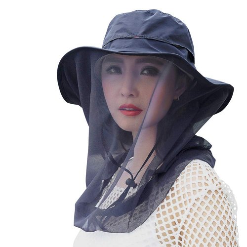 Mosquito Head Net Hat, Safari Hat Sun Hat with Mesh Protection from Insect Navy Blue