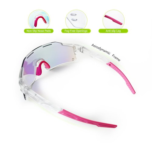 Photochromic Cycling Glasses for Men Women – UV400 Mountain Bike Sunglasses, Anti-Fog Sports Goggles for Outdoor Riding