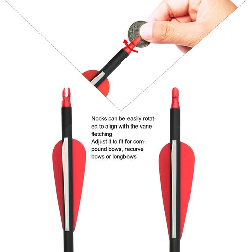 Musen 28"/30" Carbon Archery Arrows, Shaft Spine 500 with Removable Tips, GPI 13.0 Hunting and Target Practice Arrows for Both Compound Bow and Recurve Bow, 12 Pcs