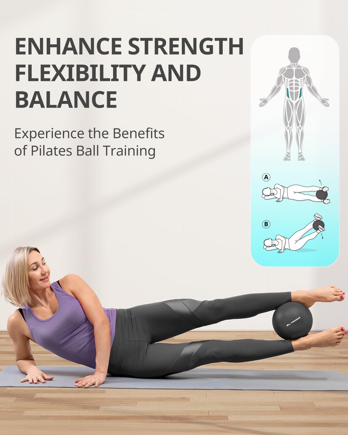 Trideer Pilates Ball 9 Inch with Pump, Exercise Balls Physical Therapy, Physical Therapy Equipment, Small Exercise Ball Between Knees, Small Pilates Ball for Yoga, Core, Office&Home Gym