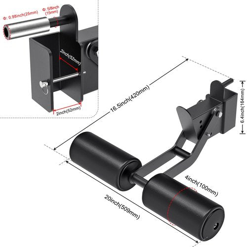 SELEWARE Nordic Hamstring Curl Squat Rack Attachment for 2x2 Power Rack with 5/8" or 1" Hole - Adjustable Leg Hold Down Attachment with Leather Surface for Home Gym Workouts