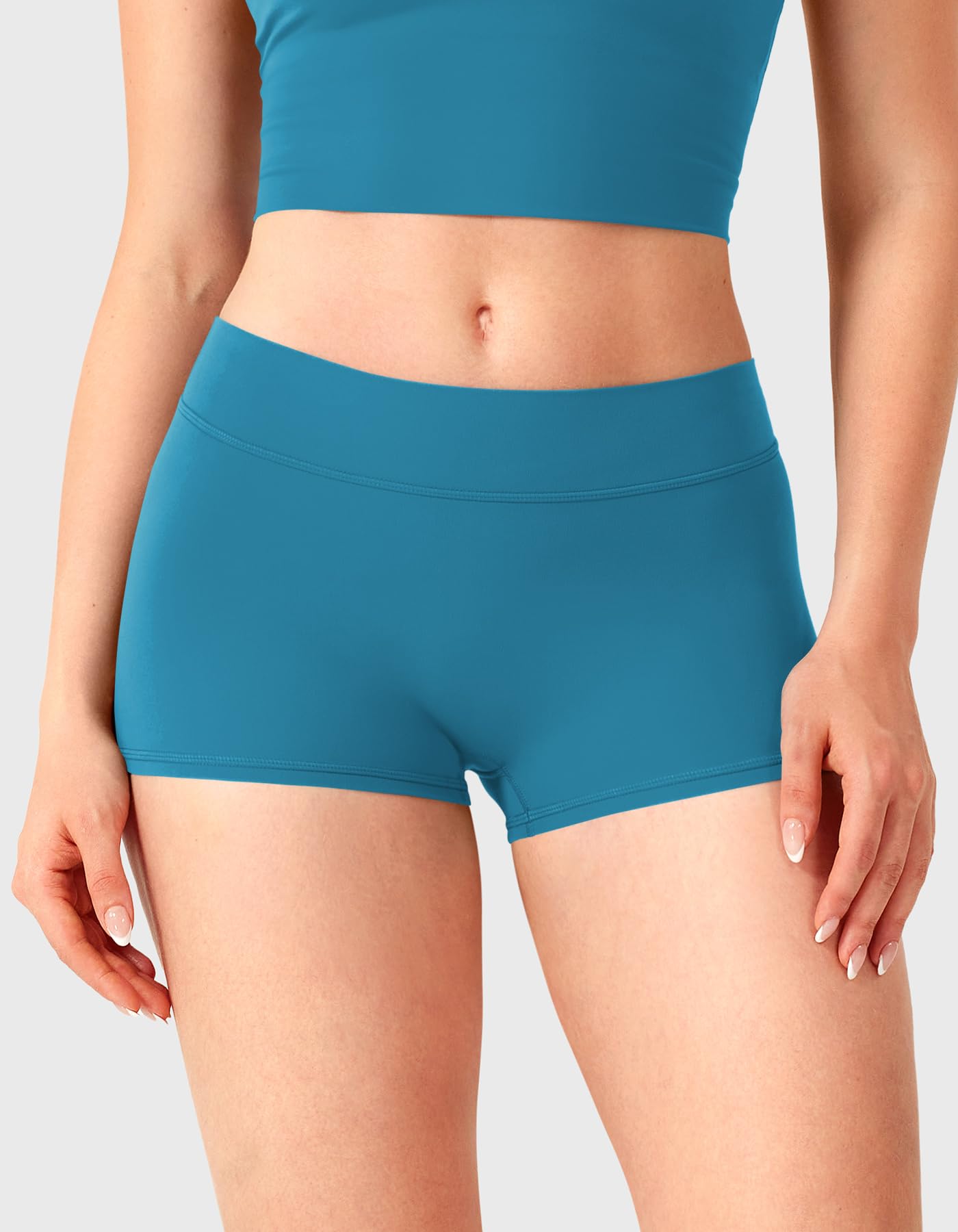 YEOREO Women's Low Rise Biker Shorts 2.5" No Front Seam Zahida Workout Volleyball Gym Yoga Booty Shorts Marine Blue S