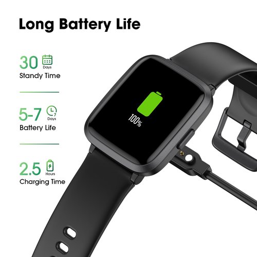 POIUZET Fitness Tracker, Fitness Watch with Blood Oxygen, Blood Pressure & Heart Rate Monitor, Steps Calories Counter, Sleep Monitor, Pedometer 50 Meters Waterproof, Smart Watch for Android iPhones