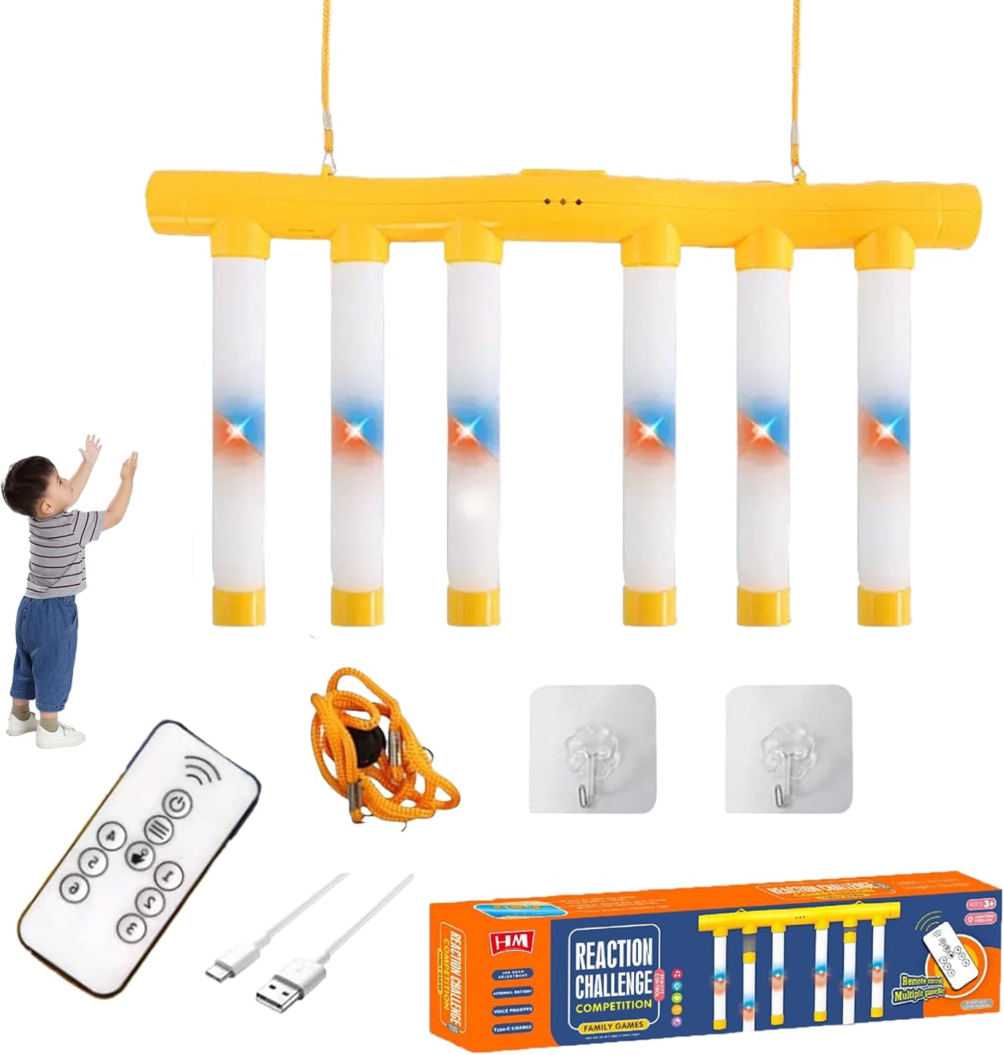 2025 Upgrade Reflex Challenge Game,Hand Eye Coordination Training Toy,Drop Stick Game,Reaction Training,Catching Sticks Game,Adjustable Speed Catching Game (Blue)