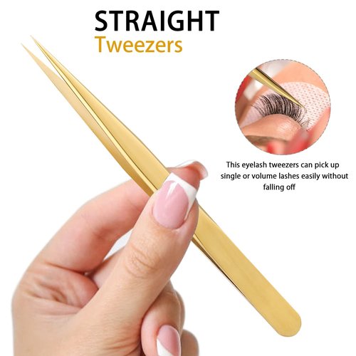 Etercycle High Precision Lash Tweezers Set - Includes 3 Stainless Steel Eyelash Tweezers for Classic Individual and Volume Lash Extensions. Complete with Storage Box