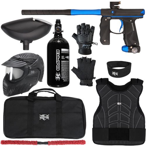 Action Village Empire Mini GS TP Level 2 Protector Paintball Gun Package Kit (Dust Black/Dust Dark Blue, Glove Size: Large/X-Large)