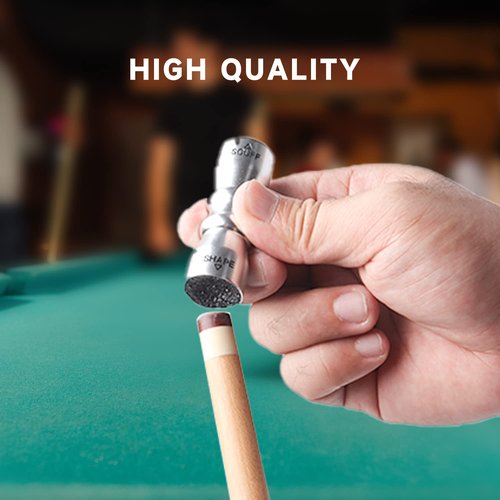 GSE Games & Sports Expert 3-in-1 Pool Cue Tip Tool, Billiard Cue Stick Tip Tool, Billiard Accessories Scuffer/Shaper/Aerator (Silver)