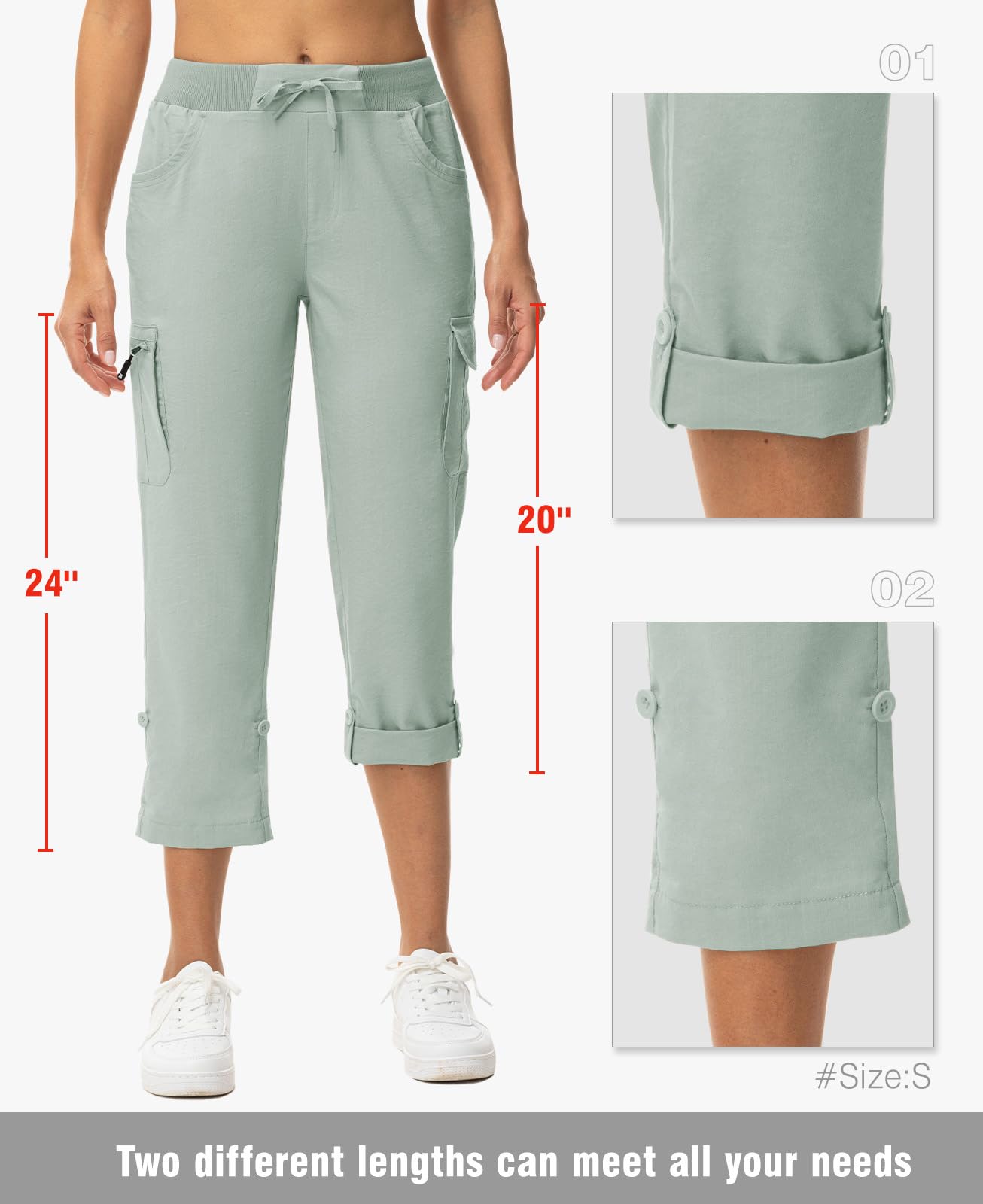 TBMPOY Womens Cargo Capris with Pockets Lightweight Hiking Capris Pants Quick Dry Casual Cropped Pants Summer Trip Cotton Blue M