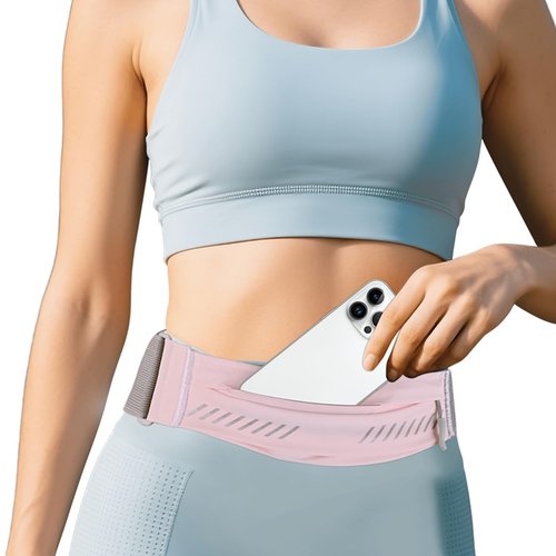 Slim Running Belt, Big Single Pocket Sweatproof Waist Pack Workout for Phone Holder Fanny Bag for Men Women, Runner Pouch for Walking Cycling Camping Gym