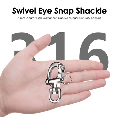 NECMETU Snap Shackle 316 Stainless Steel Swivel Shackle Sailing Halyard, Quick Release Snap Hook Boat Shackles Sailboat Hardware for Sailing Rigging Shackles (2-3/4 Inch - 2Pcs)