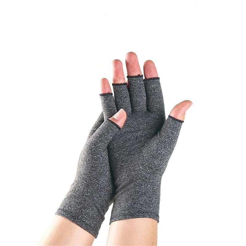Premium Bamboo Fingerless Compression Gloves for Hand Pain & Arthritis – Grey, Medium