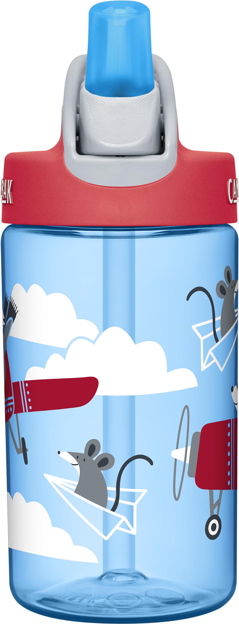 CamelBak Eddy Kids Water Bottle with Big Bite Valve, Spill‑Resistant Easy‑Sip Design for Everyday Hydration, 12oz, Airplane Bandits