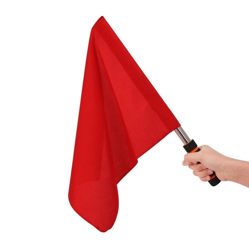 Ylucky Referee Flag Stainless Steel Command Hand Flag Red Signal Flag Sponge Handle Special Patrol Performance Linesman Official Flag for Soccer Volleyball Football Track