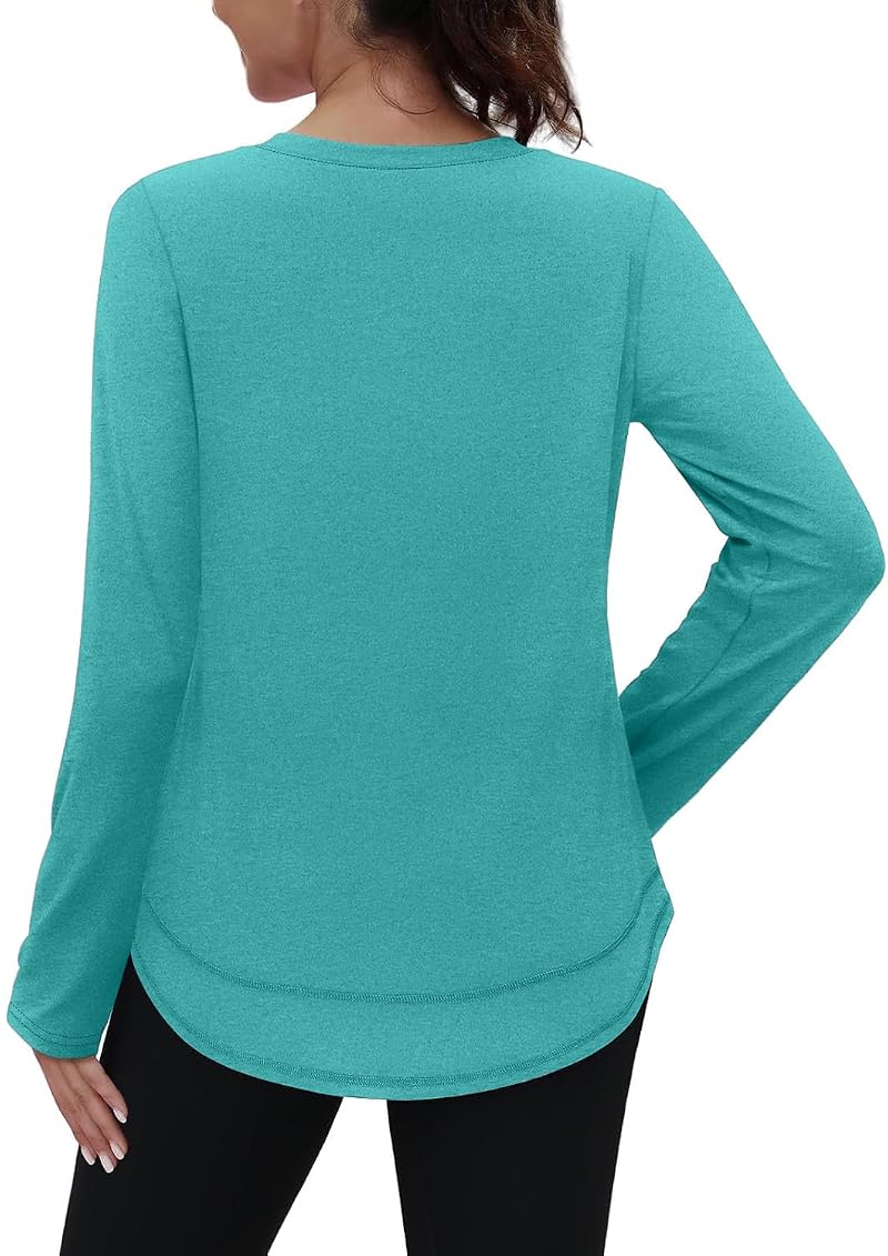 XIEERDUO Women’s Long Sleeve Sun Protection Running Top - Aqua, X-Large