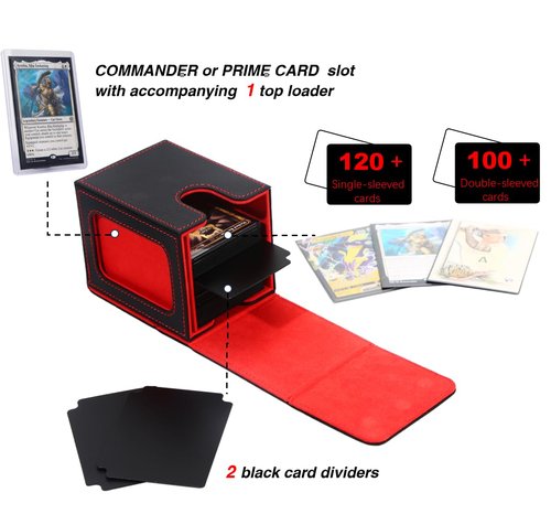Venssu MTG Deck Box for Commander Display, Fits 100 Double Sleeved Cards, TCG Card Storage Box (Black and Wathet, 1 Window)