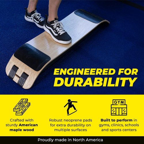 GIBBON SlackBoard Pro - 2-in-1 Slackline Balance Board for Adults - Workout Equipment Gym Training - Wooden Wobble Board Balance Trainer - Yoga, Agility, Pilates, Core, Sports, Exercise